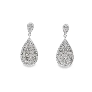 14kt White Gold Diamond Pear Drop Earrings