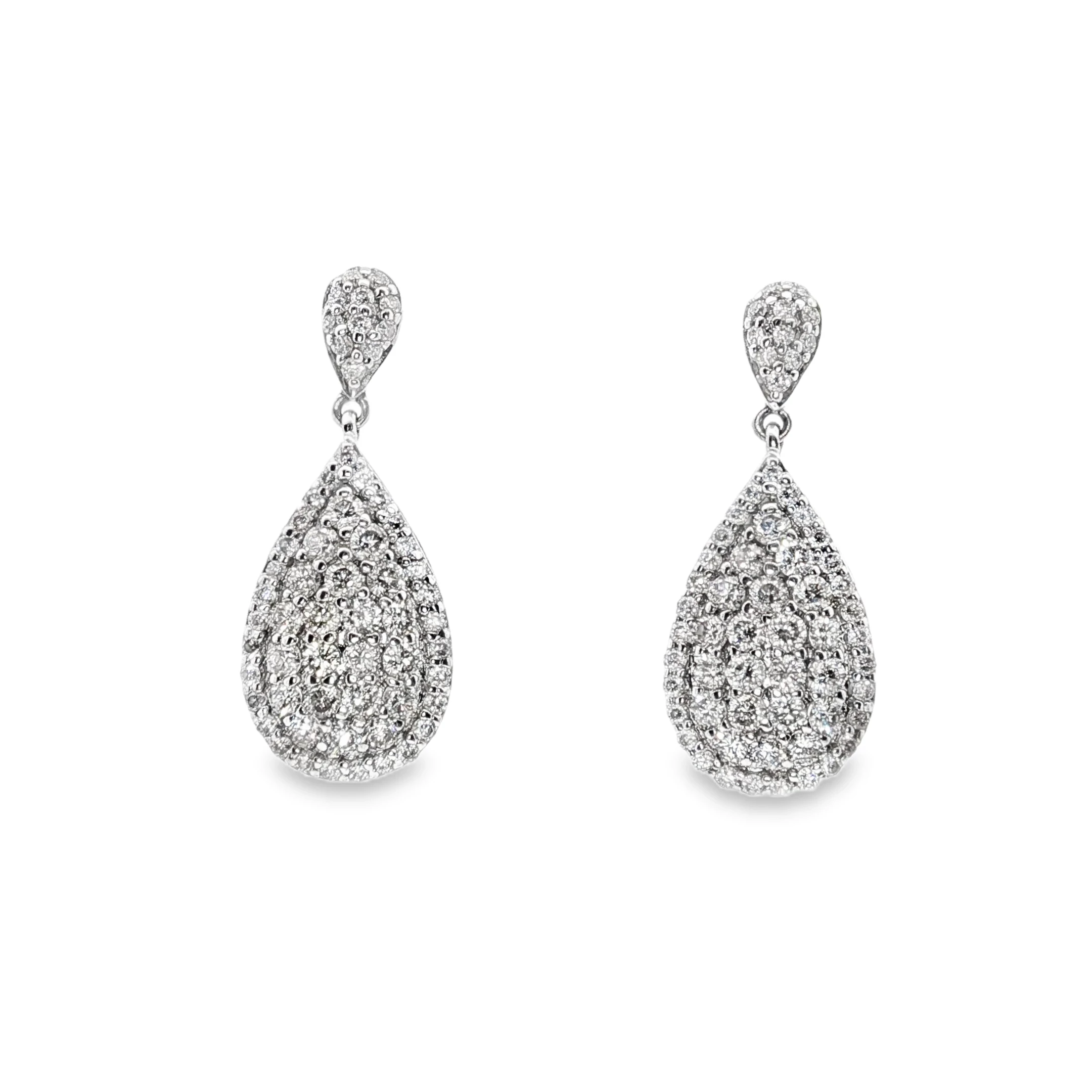 14kt White Gold Diamond Pear Drop Earrings