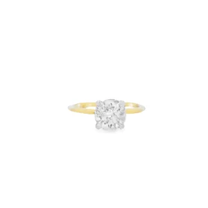 14kt two tone Classic Gold Solitaire Ring with Round Brilliant Diamond