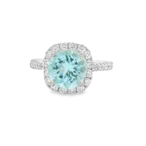 18kt White Gold Cocktail Ring with diamond & Aquamarine