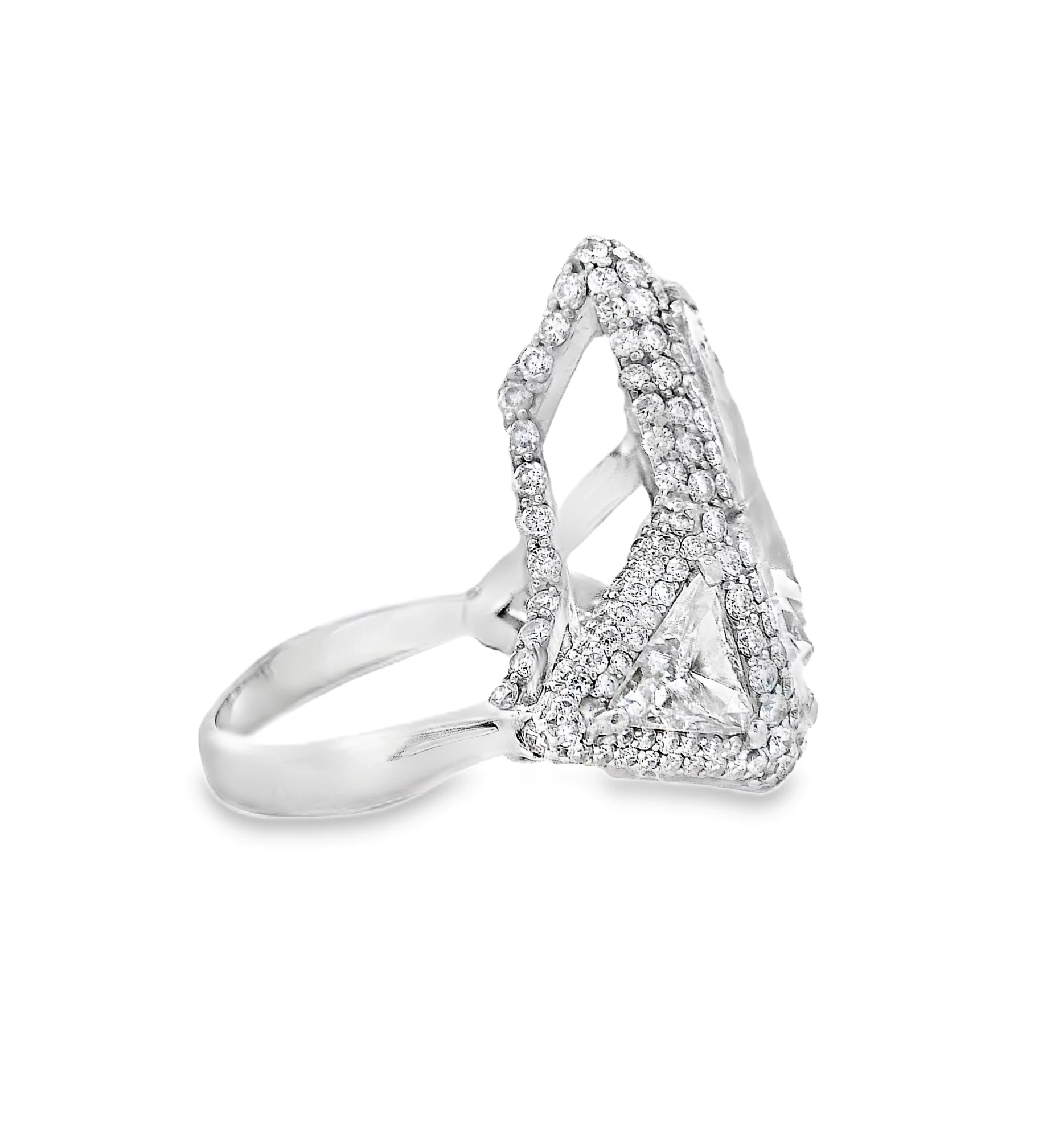 A custom made Platinum Cocktail Ring with Pear Cut diamond
