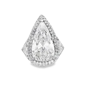A custom made Platinum Cocktail Ring with Pear Cut diamond