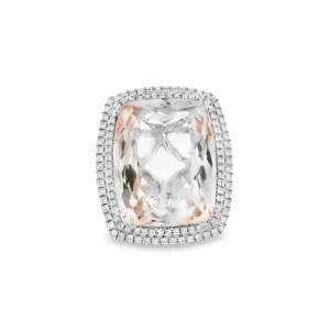 Cushion-Cut Morganite Cocktail Ring in 18kt White Gold