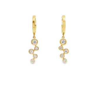 Dazzling 18kt Yellow Gold Dangle Earrings with Round Brilliant Diamonds