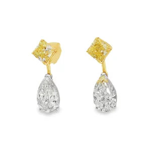 Drop Earrings with Fancy intense Yellow Diamond and matching PS