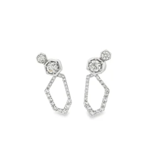White Gold Diamond Geometric Stud Earrings