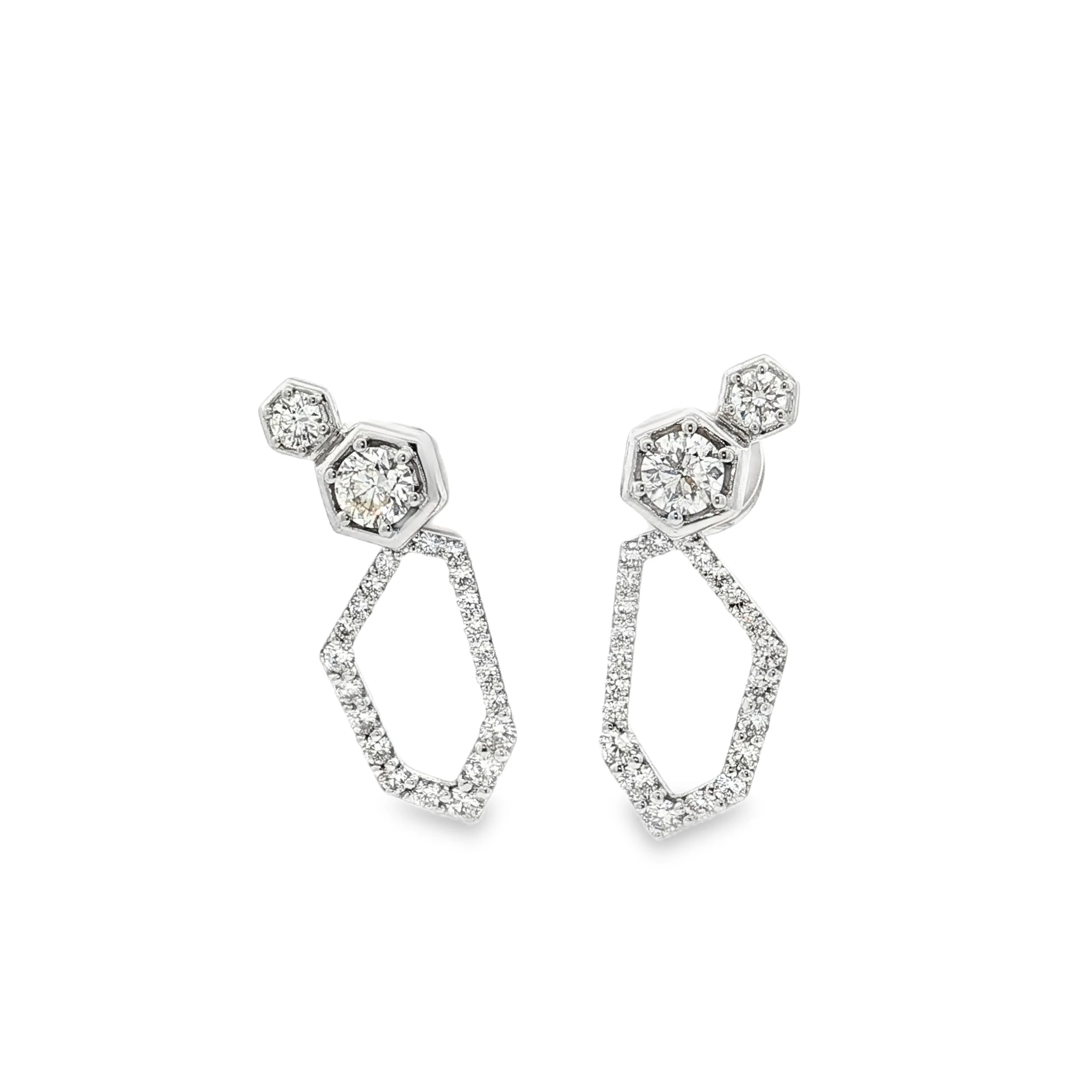 White Gold Diamond Geometric Stud Earrings