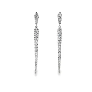 Gold Dangle Earrings with Round Brilliant Diamonds