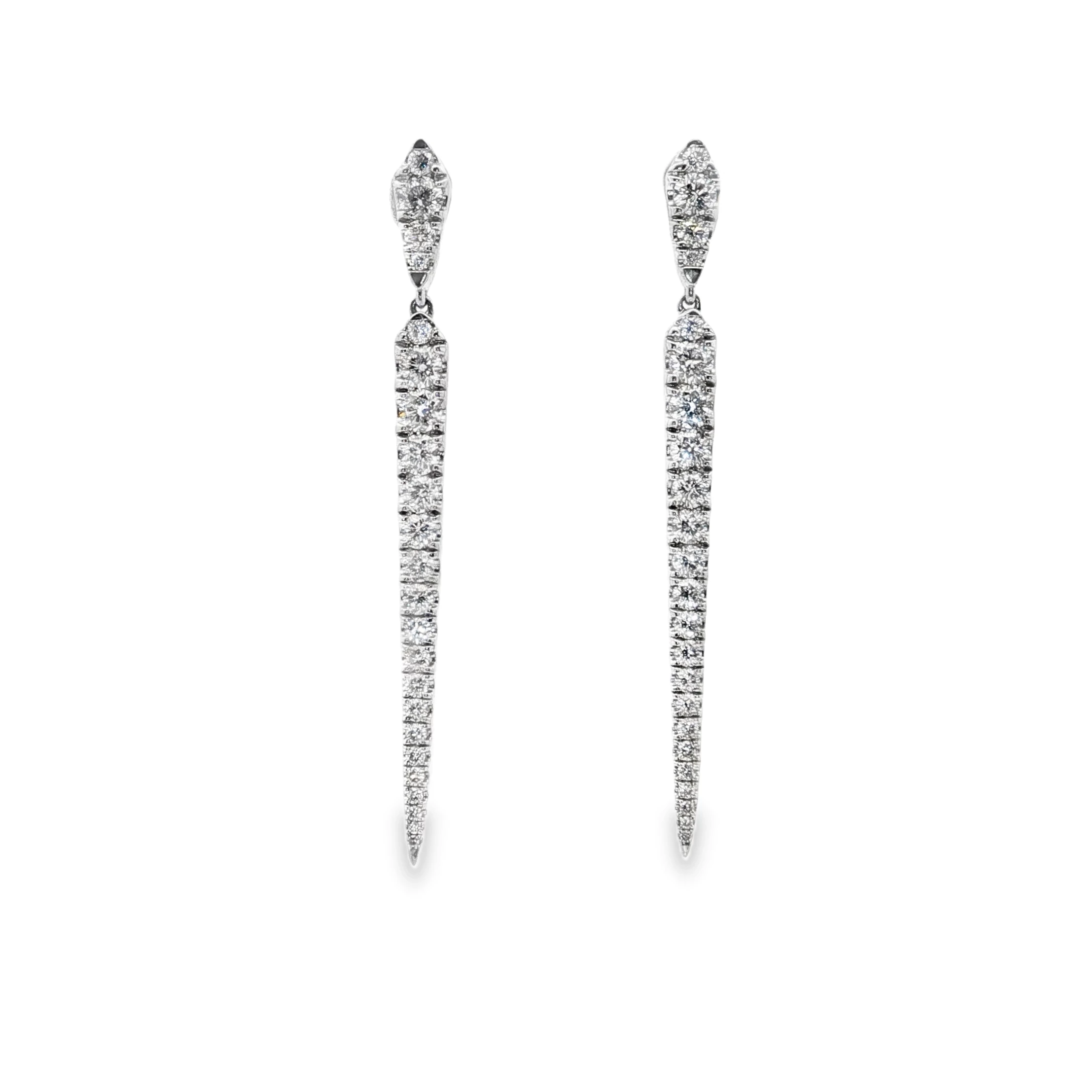 Gold Dangle Earrings with Round Brilliant Diamonds