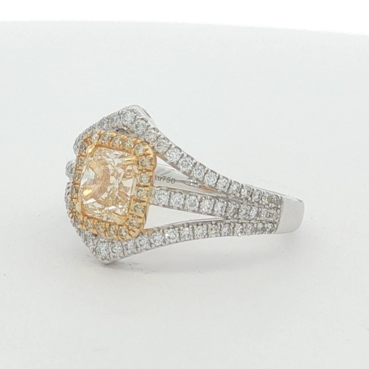 Fancy Intense Yellow Diamond Split Shank Halo Engagement Ring