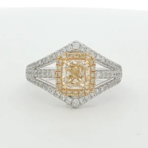 Fancy Intense Yellow Diamond Split Shank Halo Engagement Ring