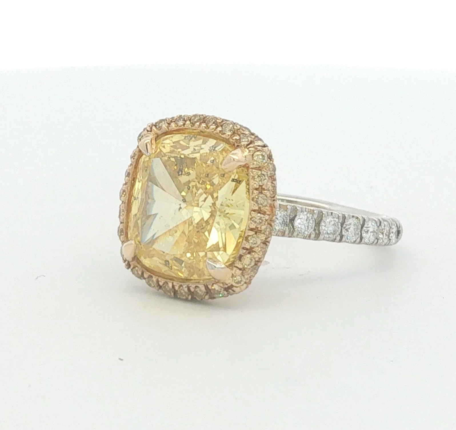 Fancy Vivid Yellow Diamond Halo Ring in White Gold