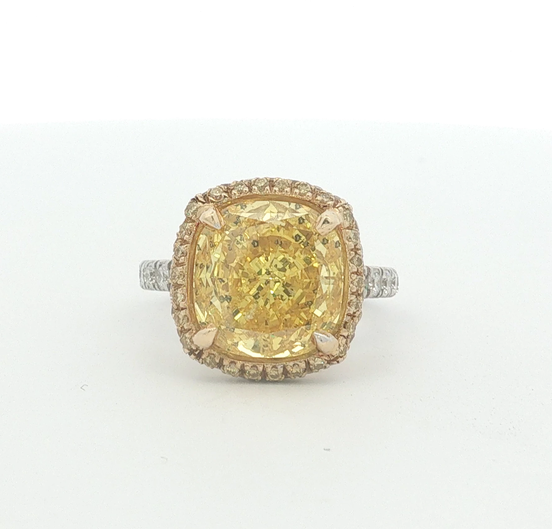 Fancy Vivid Yellow Diamond Halo Ring in White Gold
