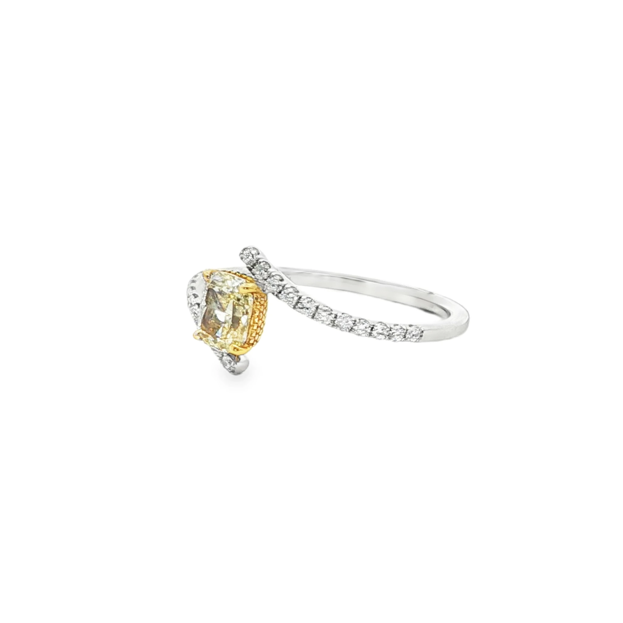 Fancy Yellow Cushion Cut Diamond Multistone Ring in Yellow Gold