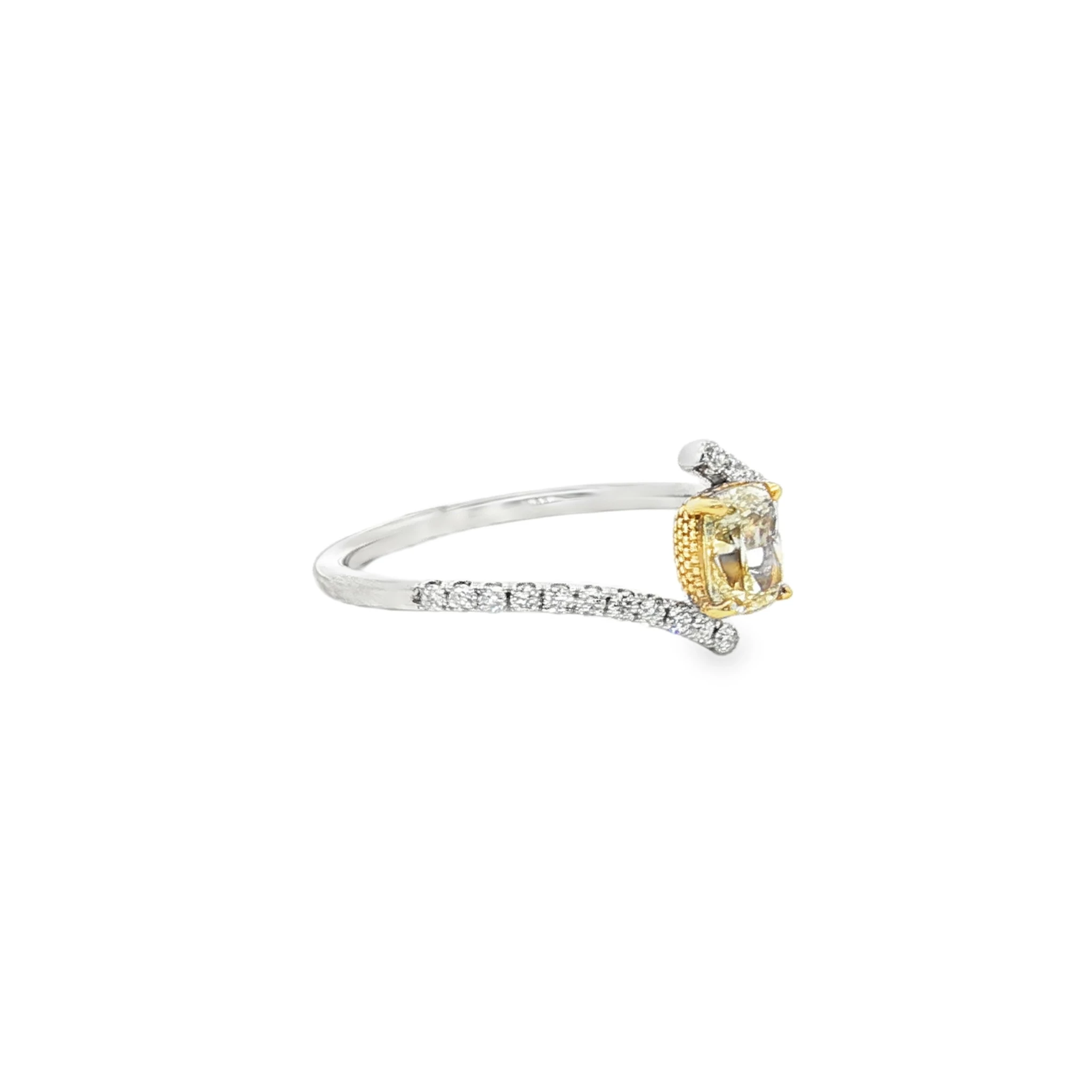 Fancy Yellow Cushion Cut Diamond Multistone Ring in Yellow Gold