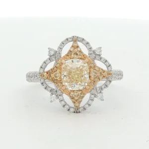 Fancy Yellow Diamond Cocktail Ring in White Gold