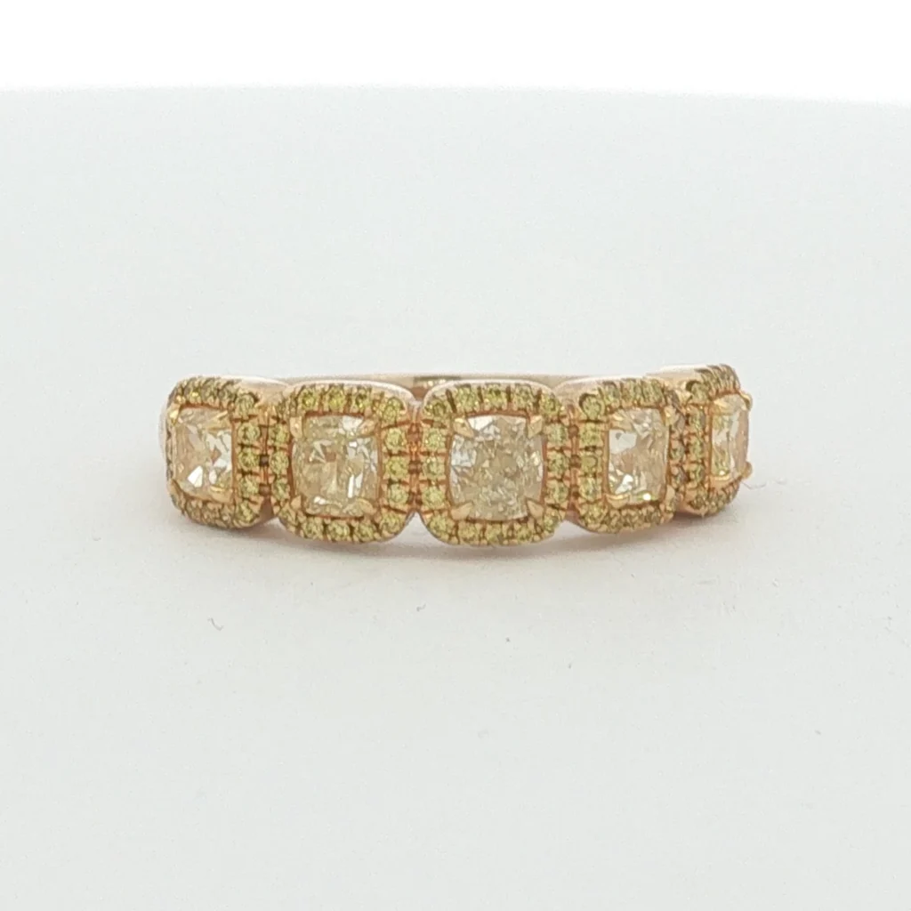 Fancy Yellow Diamond Double Halo Engagement Ring in White Gold