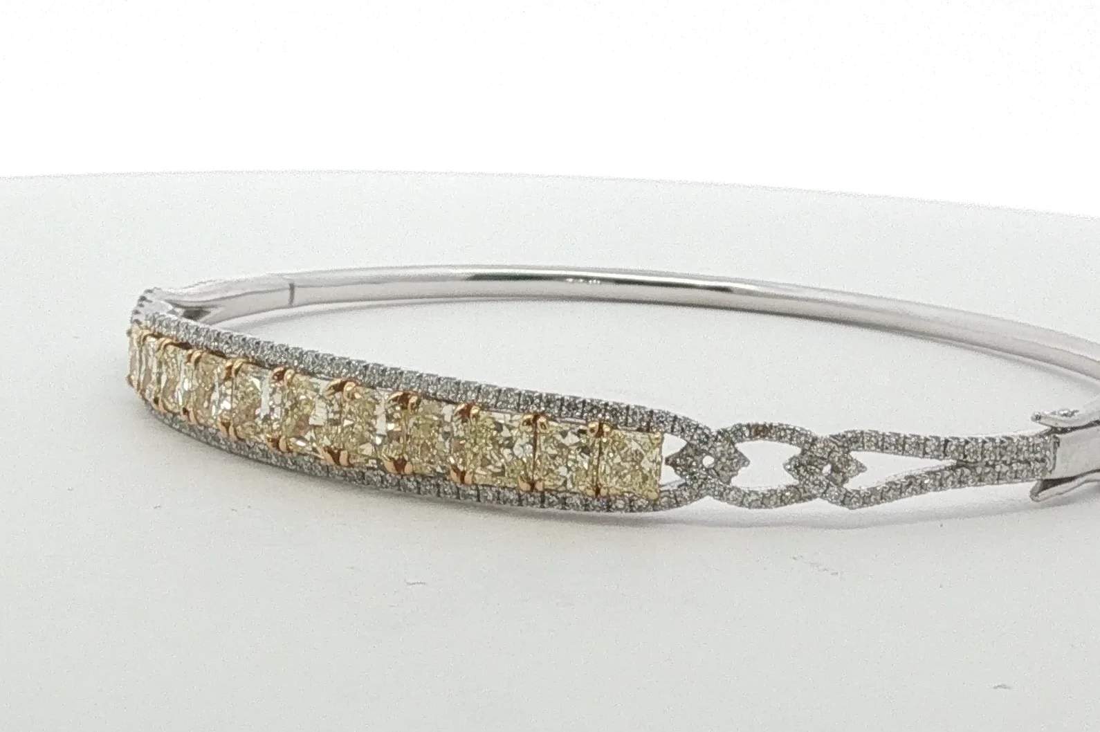Fancy Yellow Diamond Openwork Bangle in White Gold