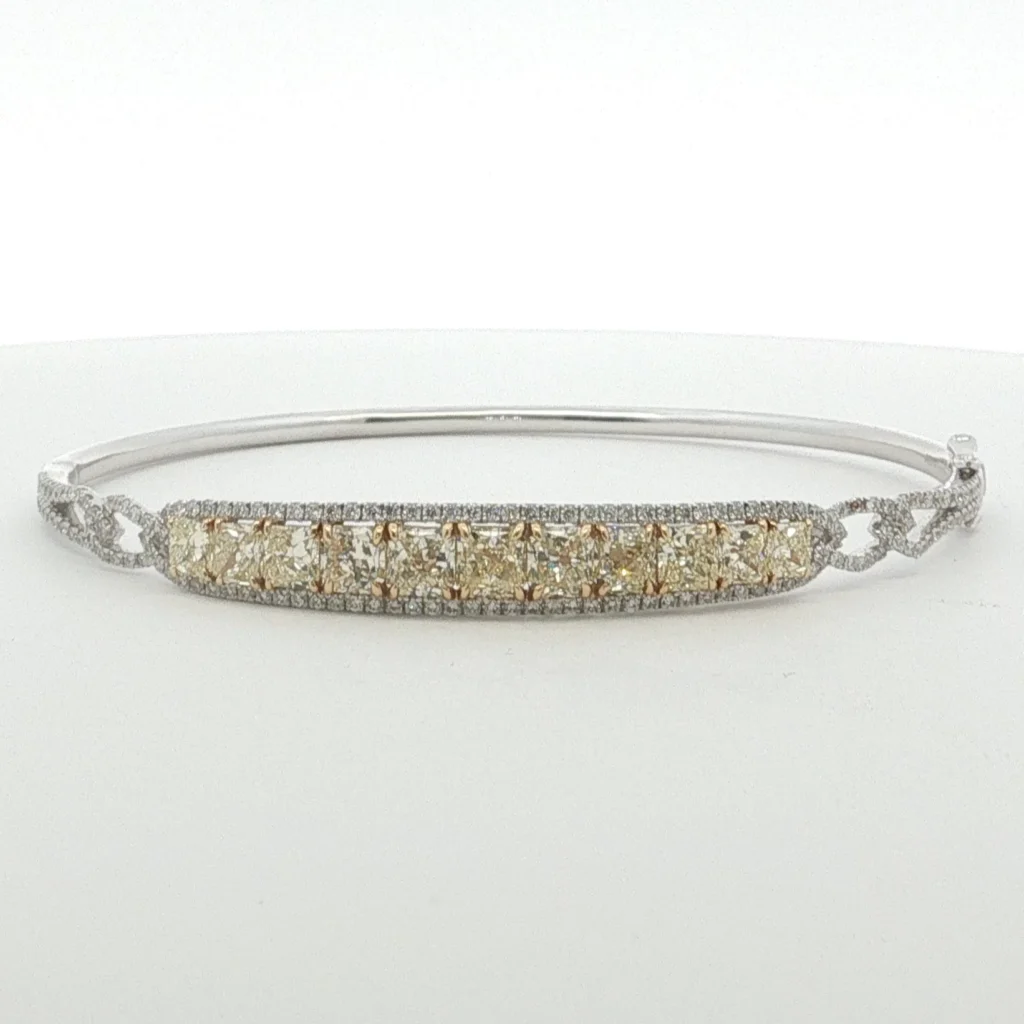 Fancy Yellow Diamond Openwork Bangle in White Gold