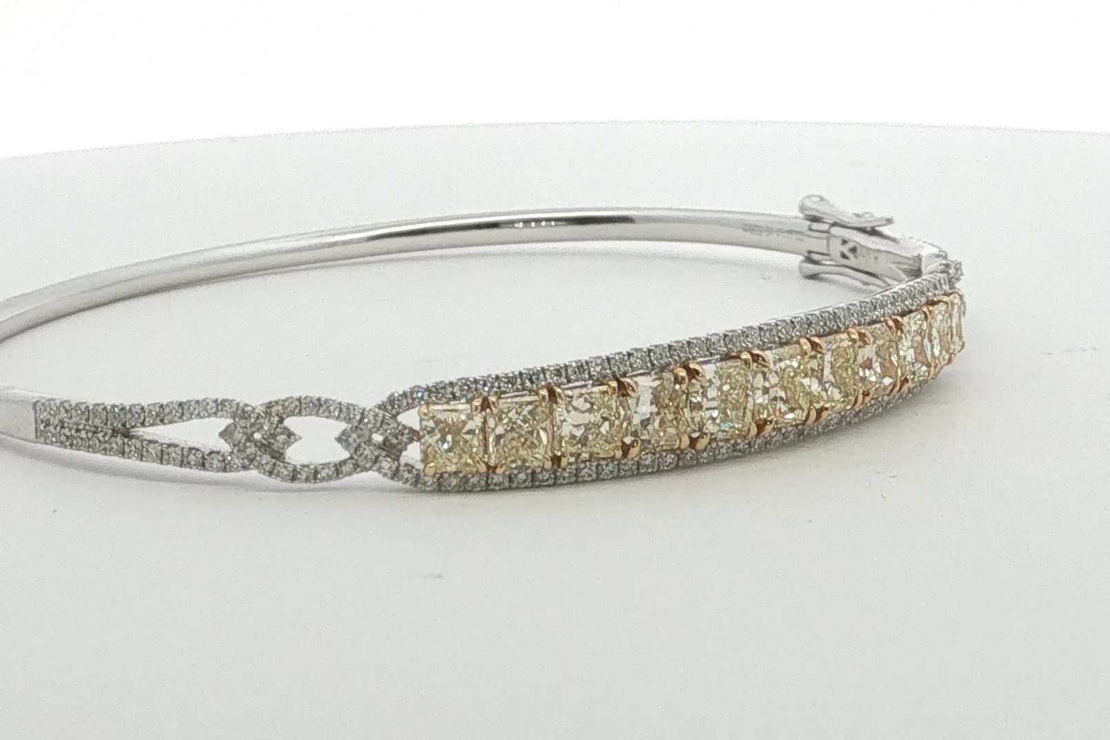 Fancy Yellow Diamond Openwork Bangle in White Gold