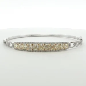 Fancy Yellow Diamond Openwork Bangle in White Gold