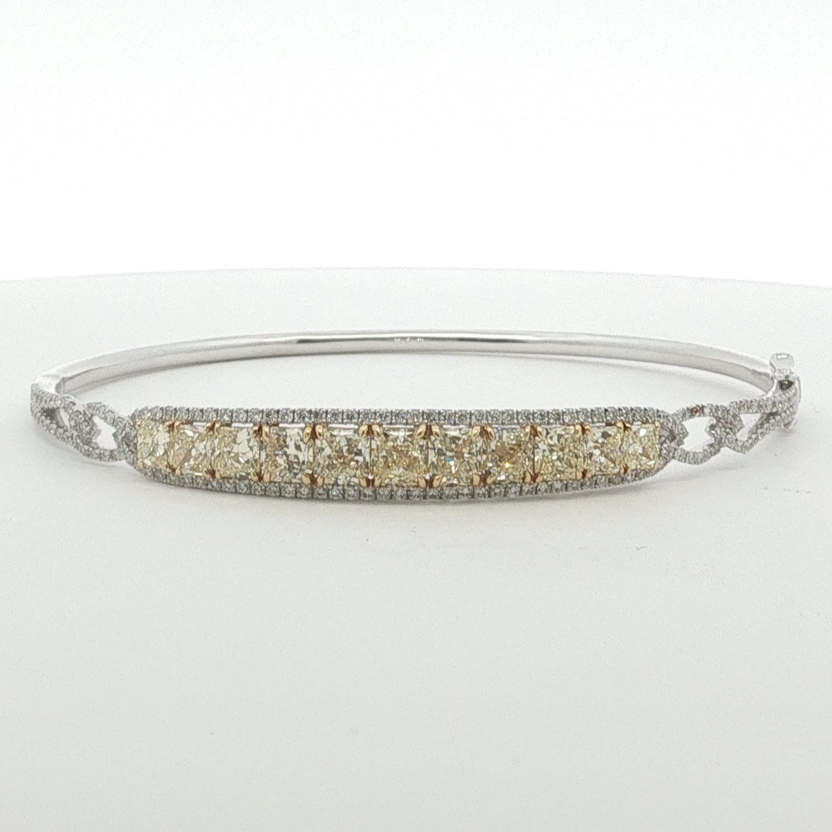 Fancy Yellow Diamond Openwork Bangle in White Gold