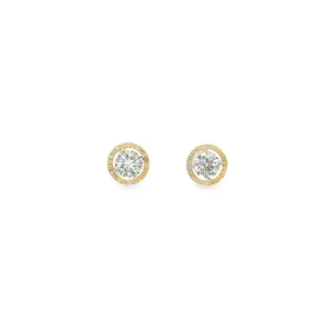 Gold Stud Earrings with Round Brilliant Cut Diamonds