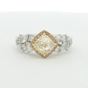 Kite-Set Fancy Yellow Diamond Engagement Ring in White Gold