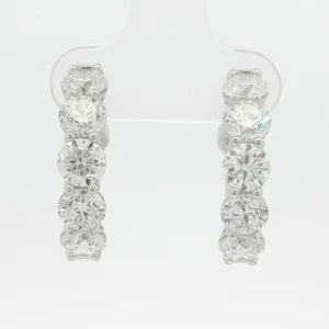 Round Diamond Hoop Earrings in White Gold