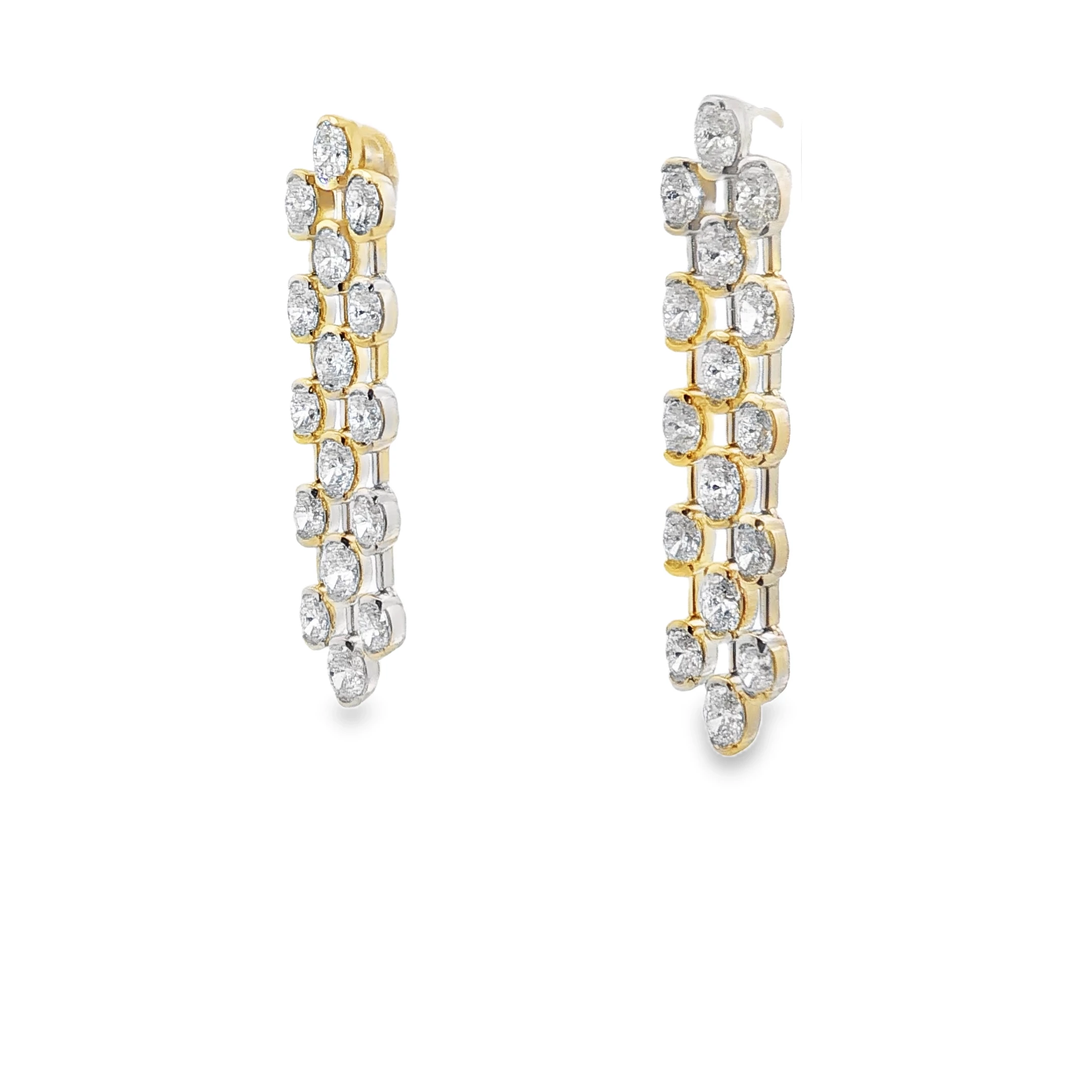 White Gold Dangle Earrings with Oval Cut Diamonds