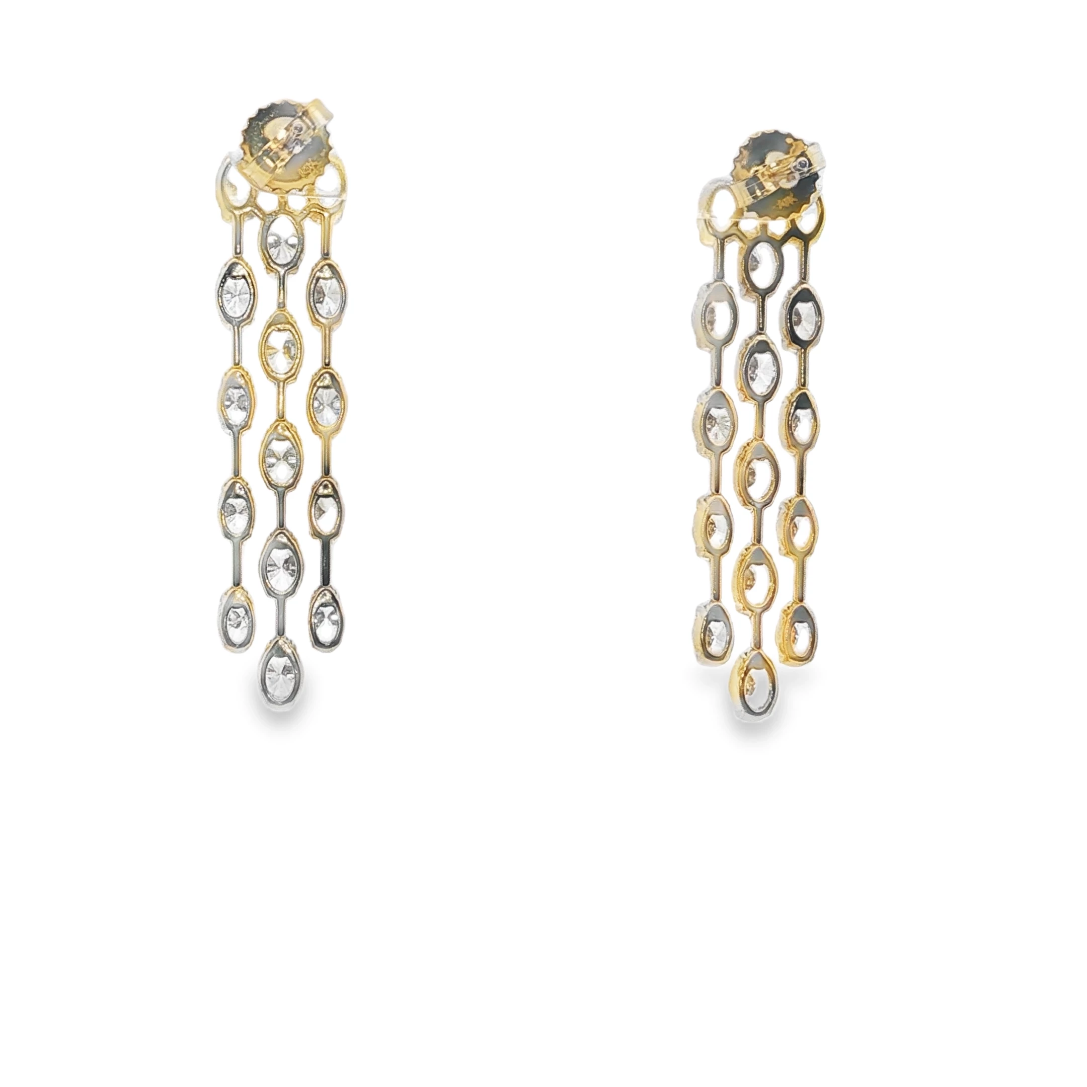 White Gold Dangle Earrings with Oval Cut Diamonds