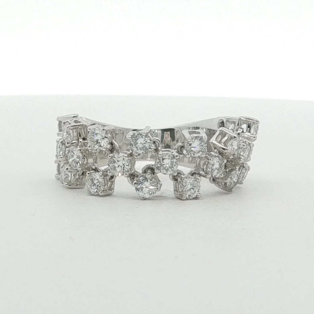 White Gold Scattered Diamond Multi-Stone Ring