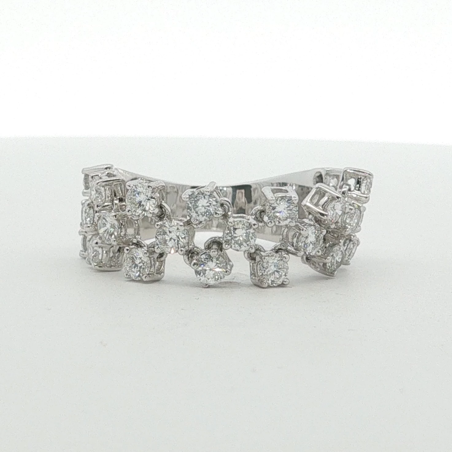 White Gold Scattered Diamond Multi-Stone Ring