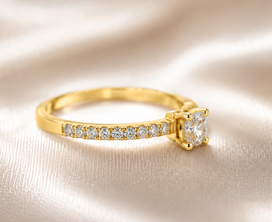 Luxury diamond engagement ring in an elegant high-end jewelry setting